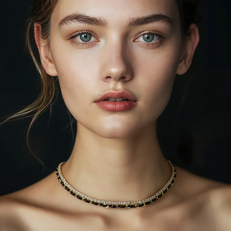 YPYN Alloy Necklaces Women's Black Gold-1