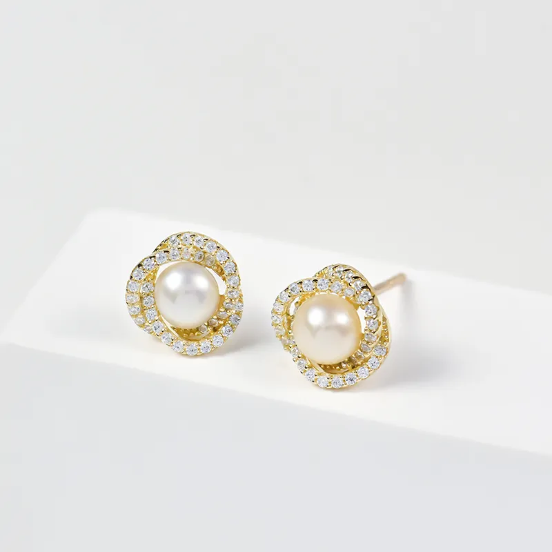 YPYN S925 Silver Stud Earrings Women's Light Yellow-3