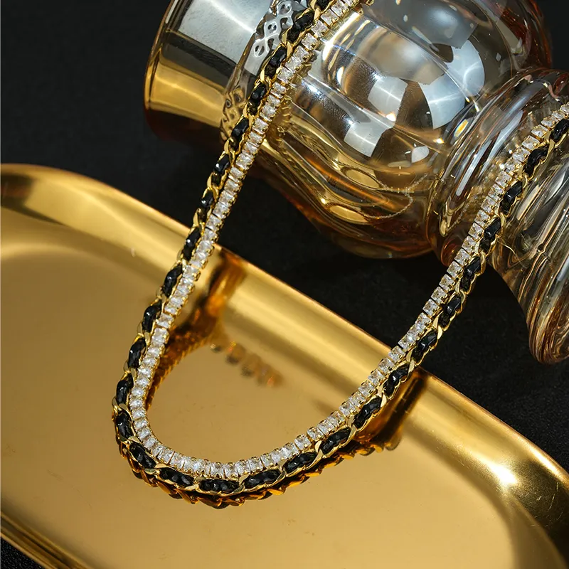 YPYN Alloy Necklaces Women's Black Gold-2