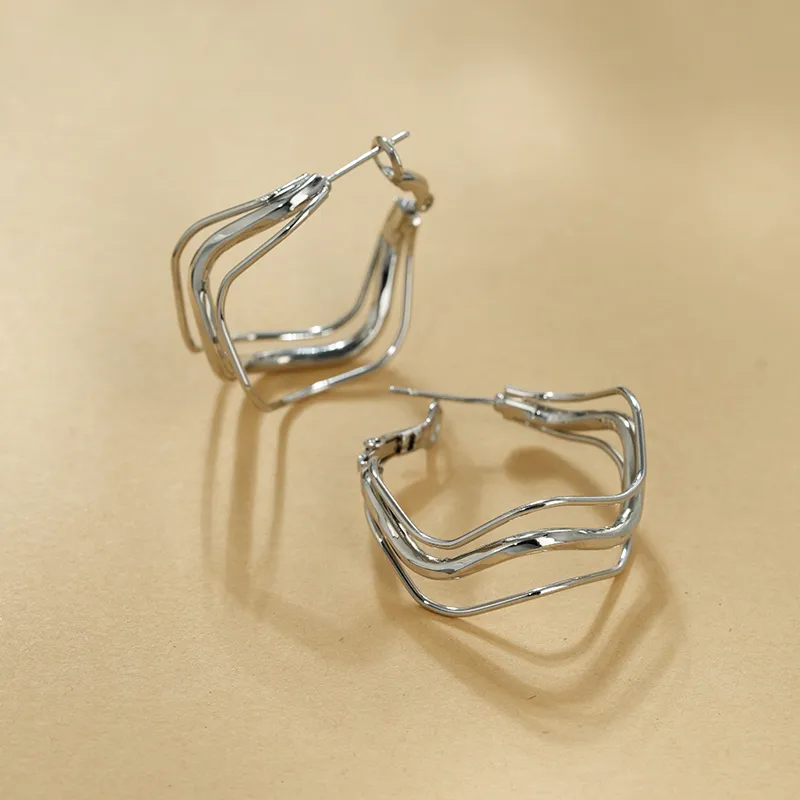 YPYN Alloy Earrings Women's Silver-4