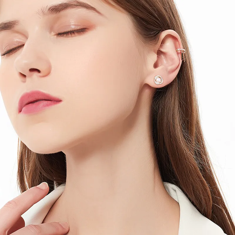 YPYN S925 Silver Stud Earrings Women's Light Yellow-2