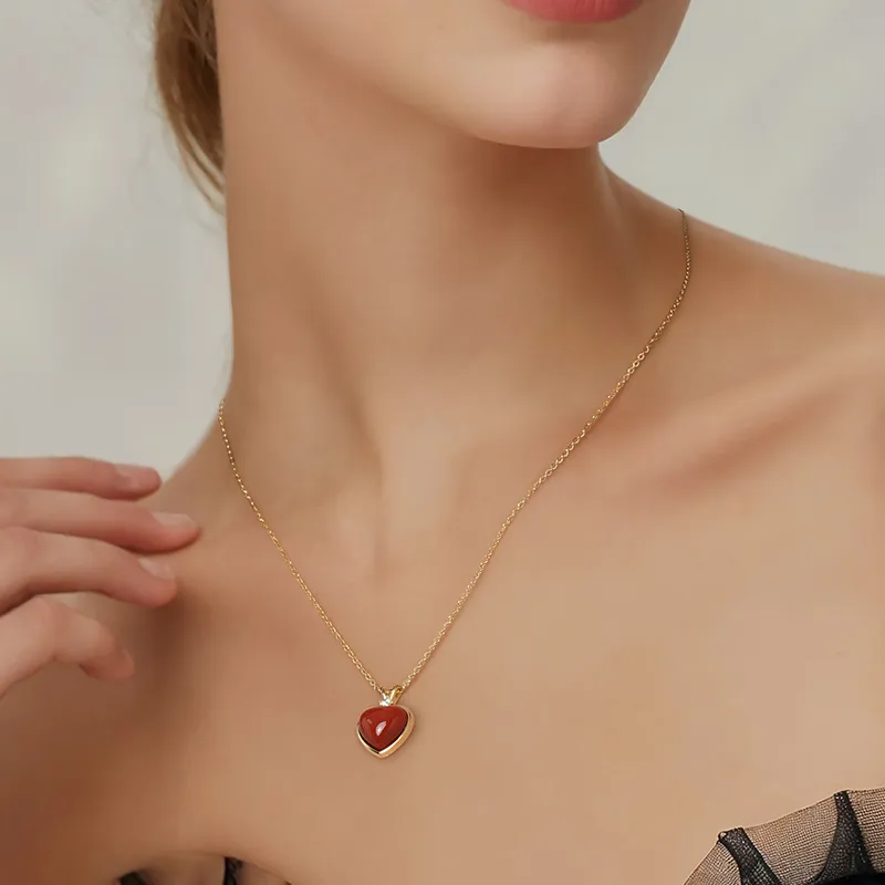 YPYN 925 Sterling Silver Necklaces Women's Red-2