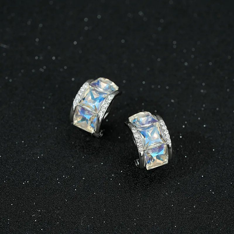 YPYN Alloy Stud Earrings Women's Silver-4