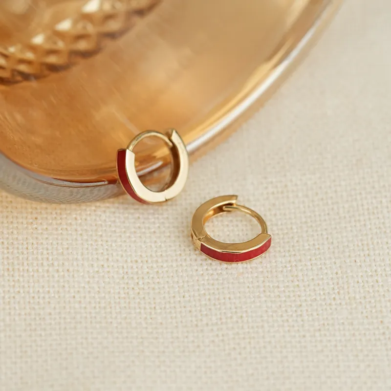 YPYN 10K Gold Earrings Women's Red Gold-4