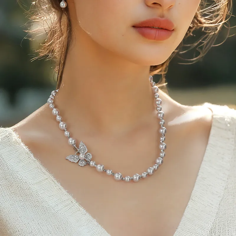 YPYN Alloy Necklaces Women's White Gold-1