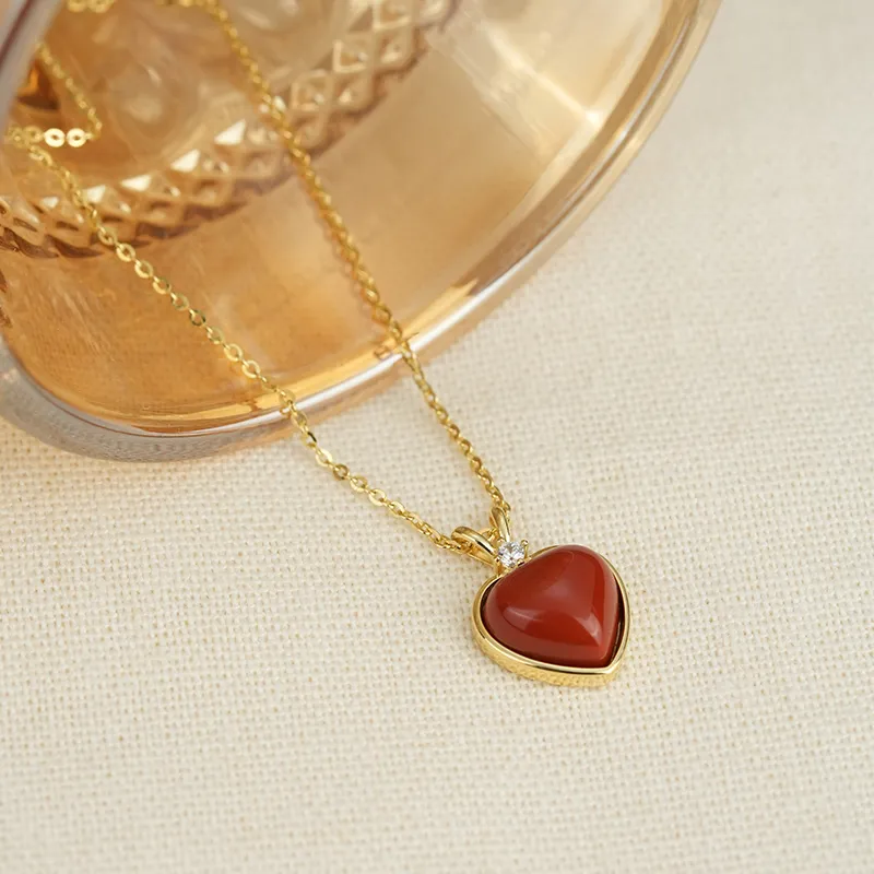 YPYN 925 Sterling Silver Necklaces Women's Red-3