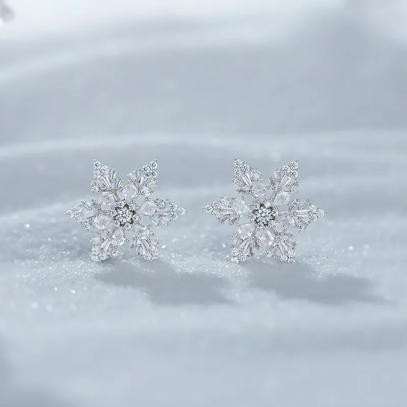 YPYN Alloy Stud Earrings Women's White Gold-4