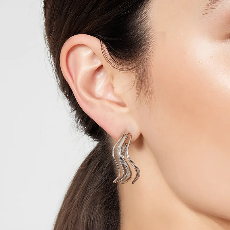 YPYN Alloy Earrings Women's Silver-2