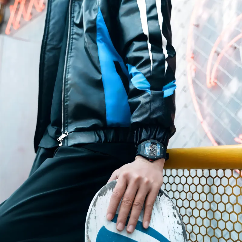 TSAR BOMBA Break-Collection Mechanical Movement Watch Men's Watches Cut-Out Dial Quick-Release Carbon Fiber-5