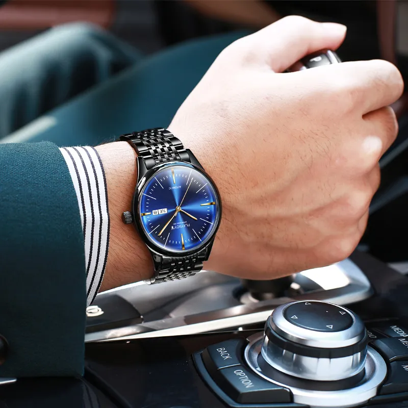 Playboy, Sky Collection Mechanical Movement Stainless Steel Watchband Watch Men's Watches Black Dial-2