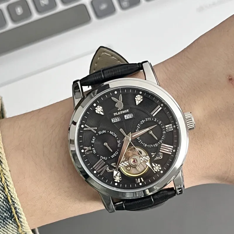 Playboy Mechanical Movement Watch Men's Watches Black Dial-5