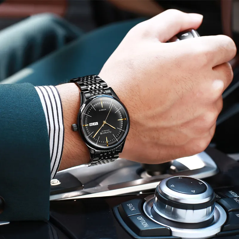 Playboy, Sky Collection Mechanical Movement Stainless Steel Watchband Watch Men's Watches Black Dial-5
