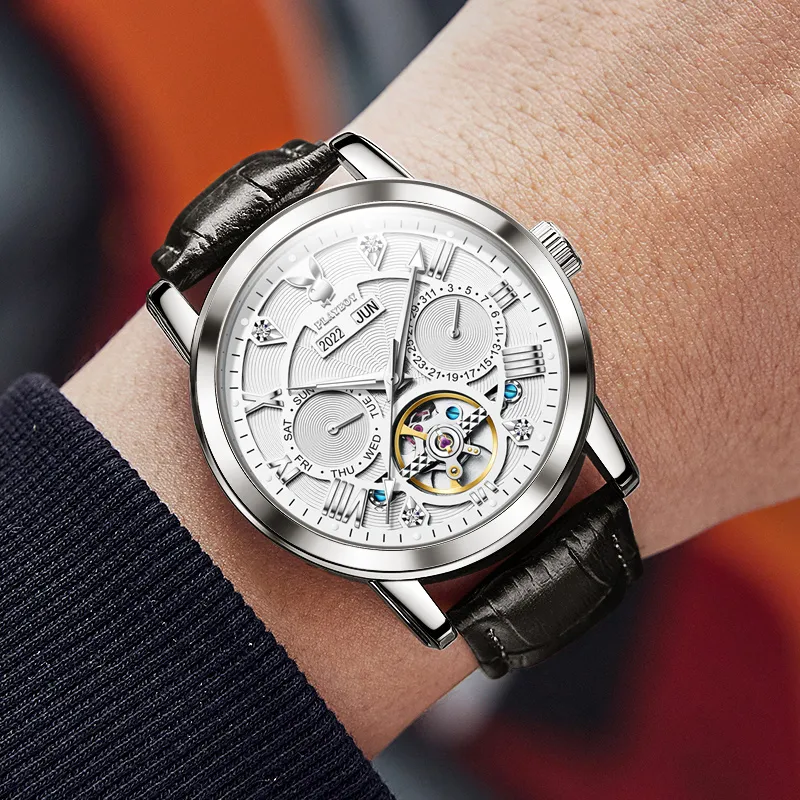Playboy Mechanical Movement Watch Men's Watches Black Dial-18