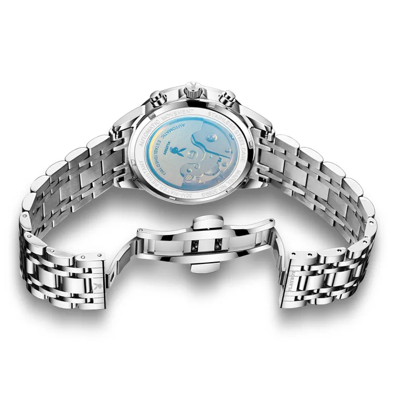 Playboy Explorer Collection Mechanical Movement Stainless Steel Watchband Watch Men's Watches Black Dial-5