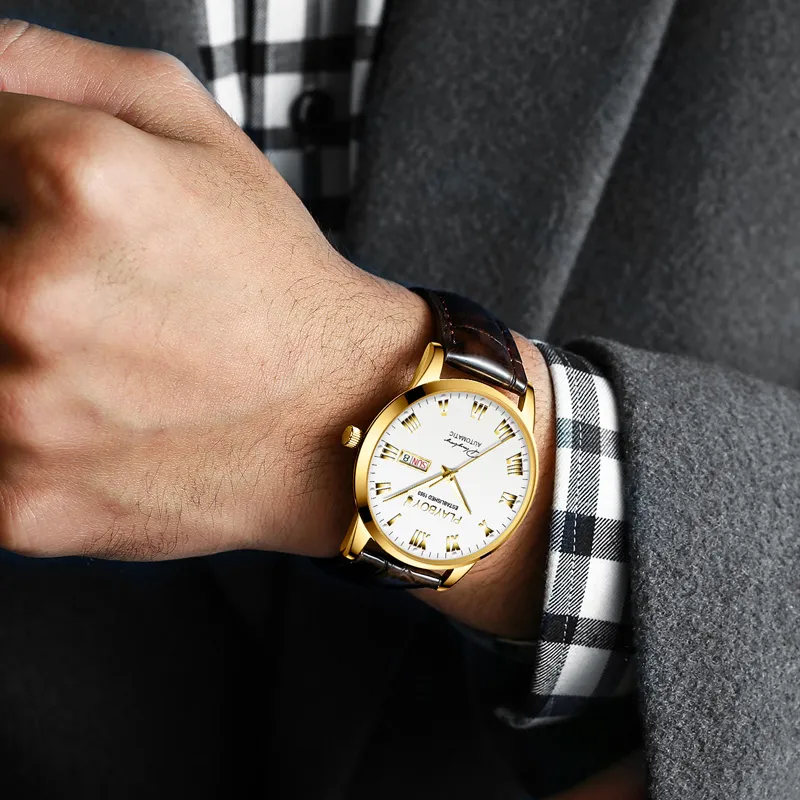 Playboy, Extra Thin Collection Mechanical Movement Leather Strap Watch Men's Watches Black Dial-13