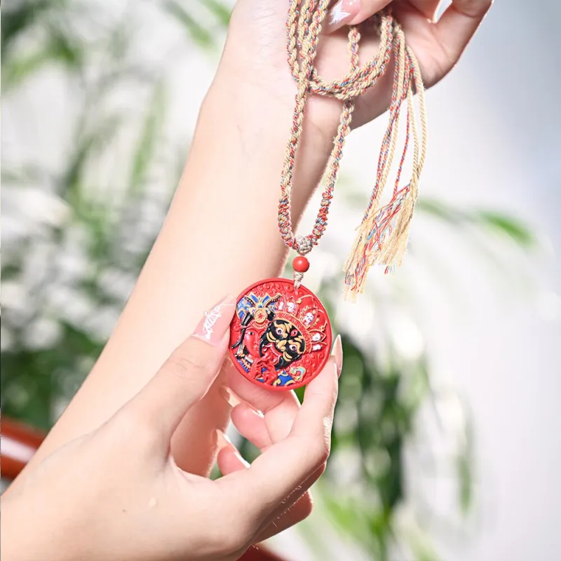 Tianzong Reconstructed Cinnabar Necklaces Unisex-5
