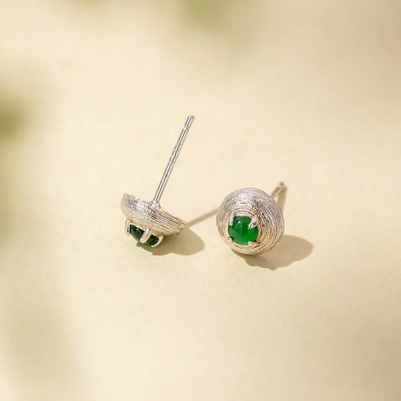 Encounter Gift High Ice Jade Jadeite Stud Earrings Women's-4