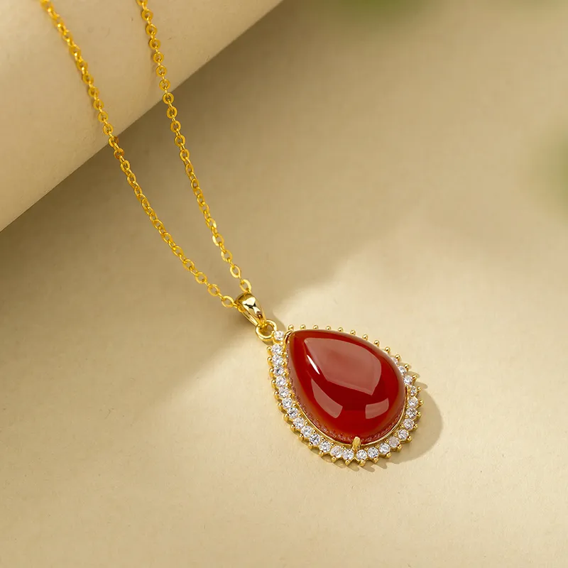 Encounter Gift Natural Chalcedony Jade Necklaces Women's-4
