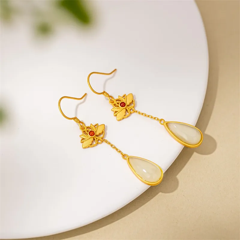 Encounter Gift Earrings Pale Greenish White Jade Women's-6