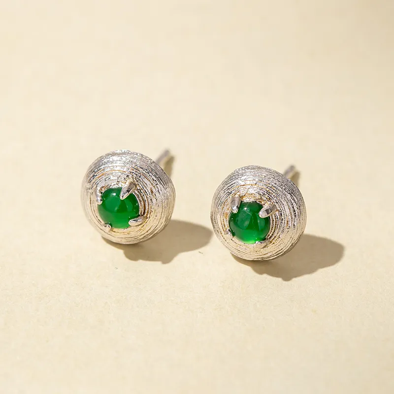 Encounter Gift High Ice Jade Jadeite Stud Earrings Women's-5