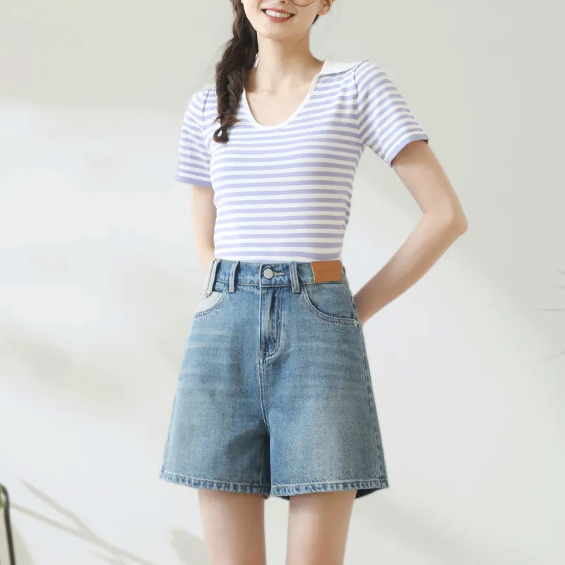 HIPPIEMISS Denim Shorts Women's Vintage Light Blue-2