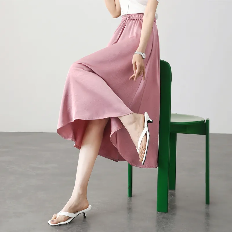 HIPPIEMISS Casual Long Skirts Women's Plum Red-5