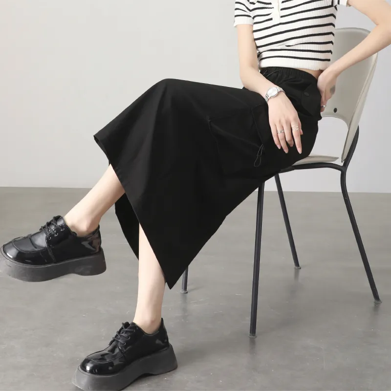 HIPPIEMISS Casual Long Skirts Women's Black-8
