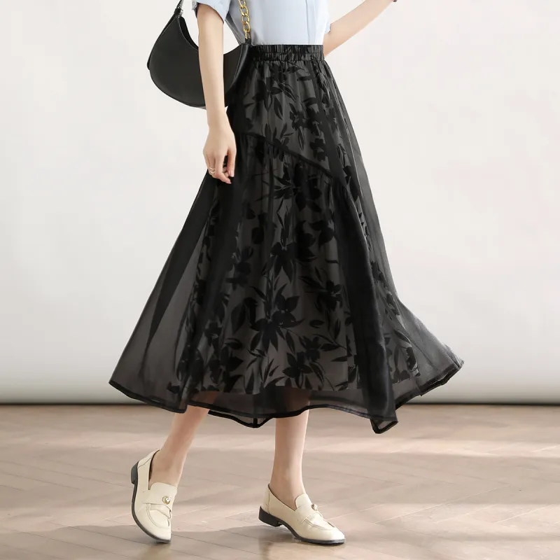 HIPPIEMISS Casual Long Skirts Women's Black-4