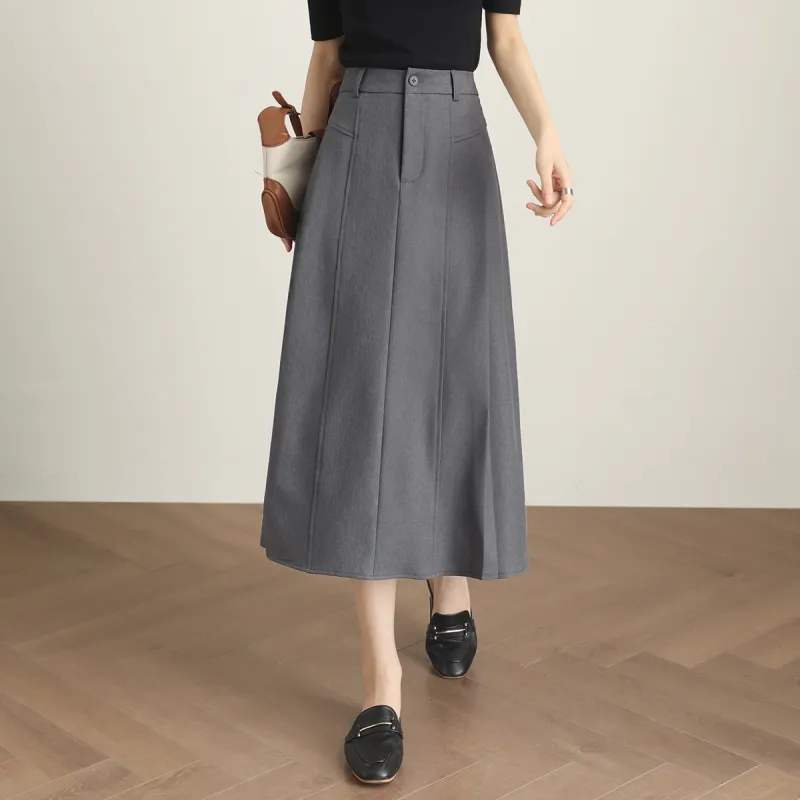 HIPPIEMISS Casual Long Skirts Women's Gray-2
