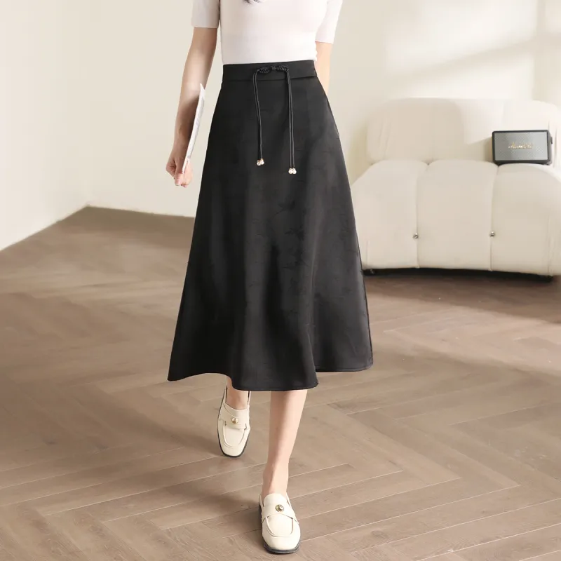 HIPPIEMISS Casual Long Skirts Women's Black-3