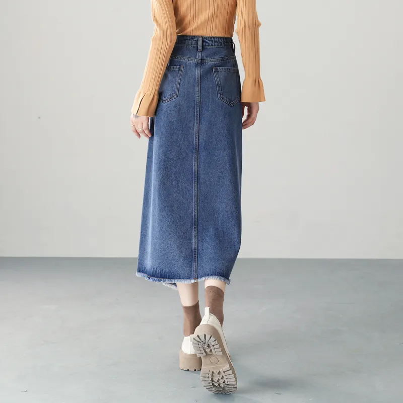HIPPIEMISS Denim Long Skirts Women's Blue-7