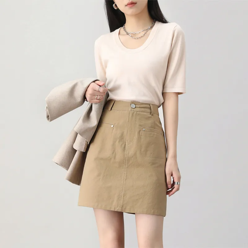 HIPPIEMISS Casual Short Skirts Women's Khaki-8