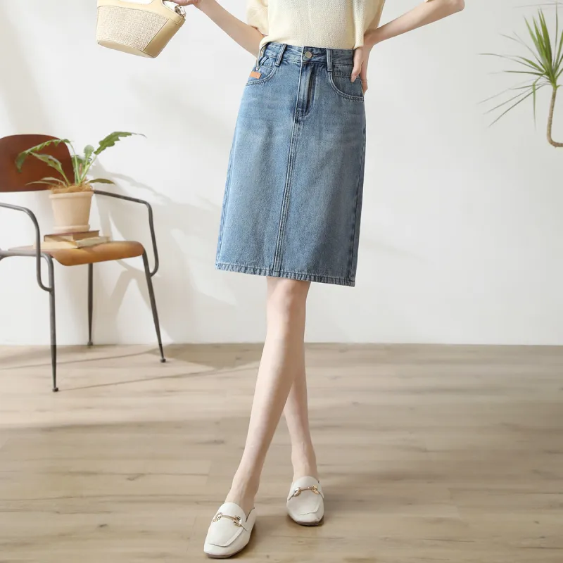 HIPPIEMISS Denim Long Skirts Women's Washed Color-1