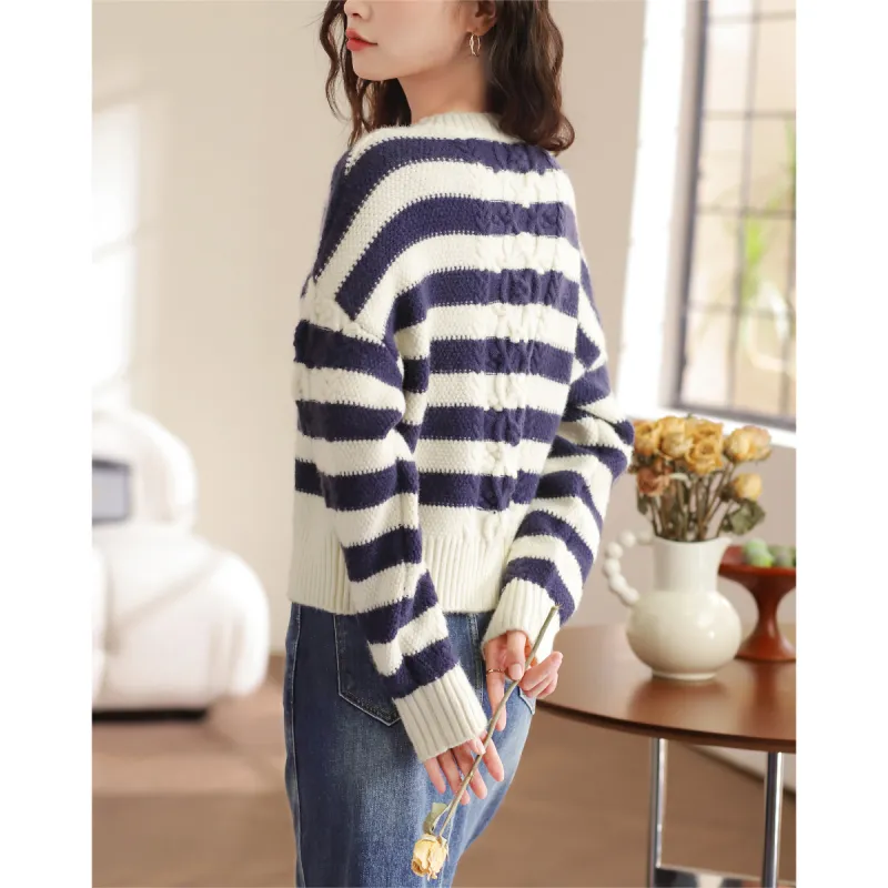 HIPPIEMISS Knitwear Women's Blue White Stripes-2