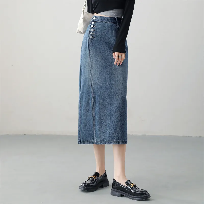 HIPPIEMISS Denim Skirt Women's Vintage Blue-5