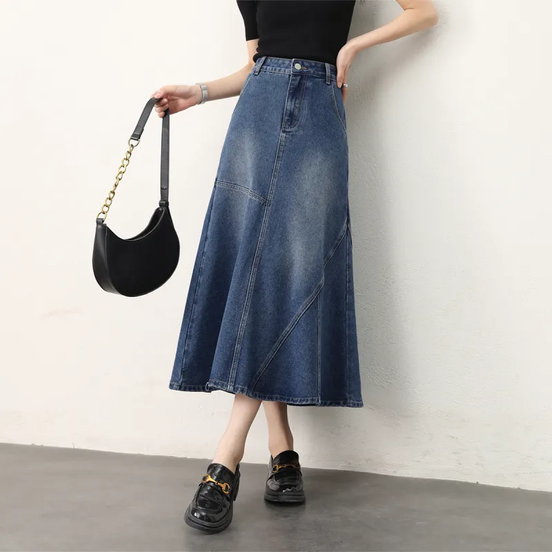 HIPPIEMISS Denim Long Skirts Women's Blue-6