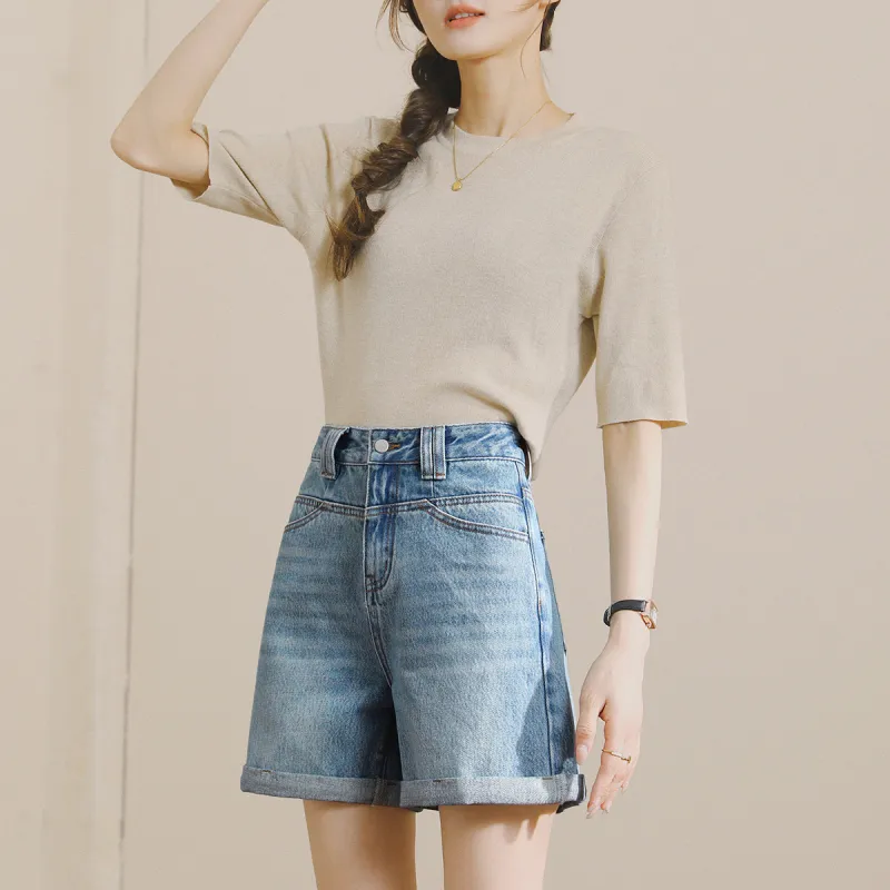 HIPPIEMISS Denim Shorts Women's Vintage Light Blue-6
