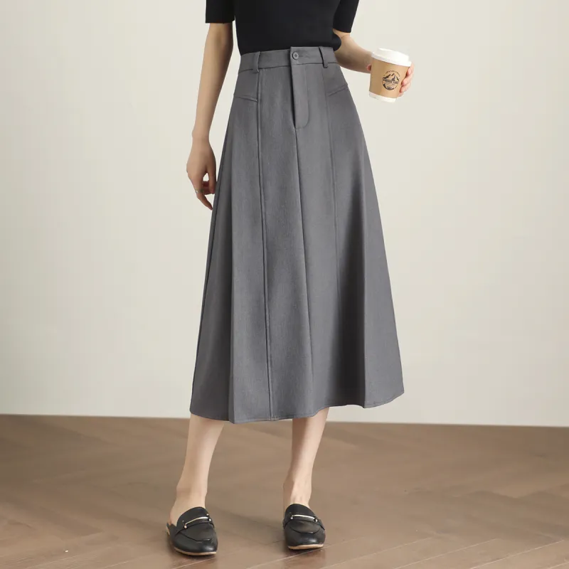 HIPPIEMISS Casual Long Skirts Women's Gray-6