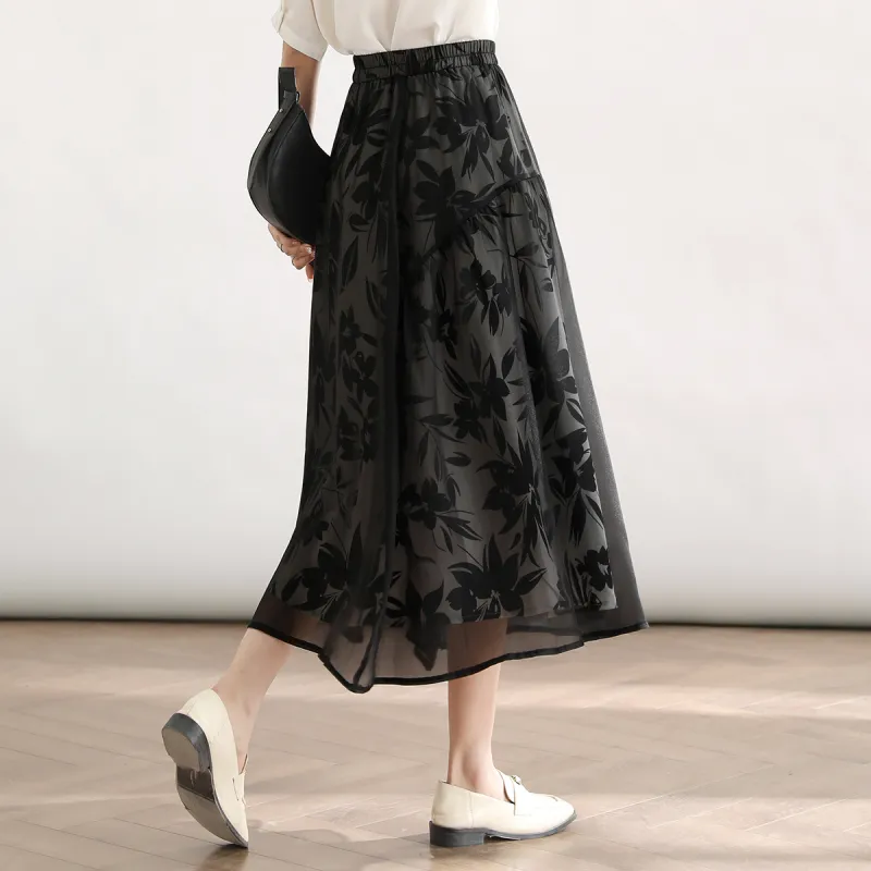 HIPPIEMISS Casual Long Skirts Women's Black-5