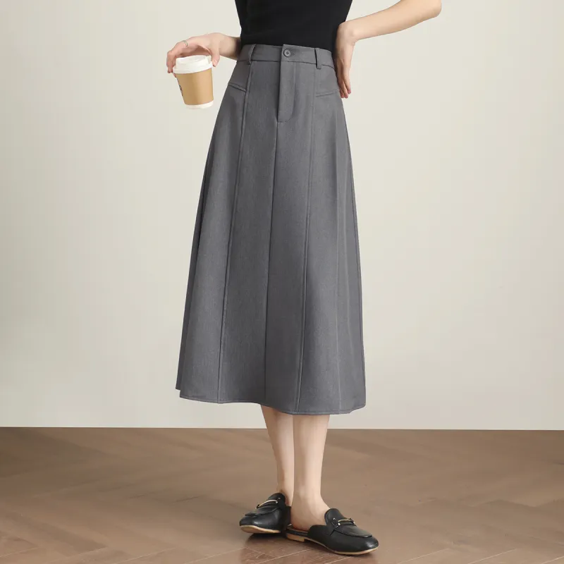 HIPPIEMISS Casual Long Skirts Women's Gray-5