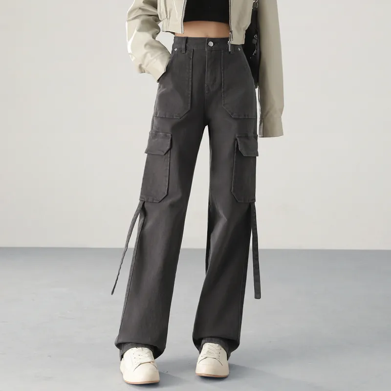 HIPPIEMISS Cargo Pants Women's Gray-3