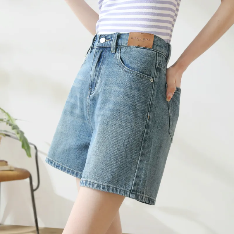 HIPPIEMISS Denim Shorts Women's Vintage Light Blue-5
