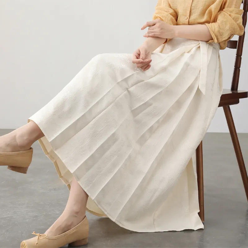 HIPPIEMISS Casual Long Skirts Women's Beige-7