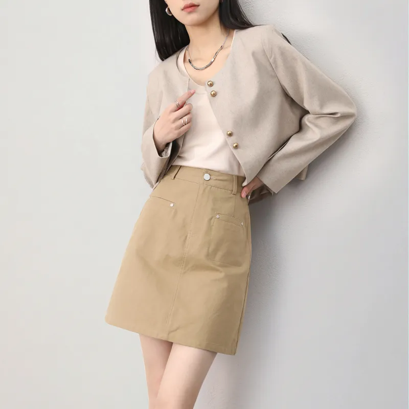 HIPPIEMISS Casual Short Skirts Women's Khaki-2