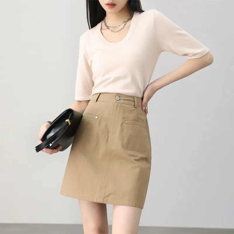 HIPPIEMISS Casual Short Skirts Women's Khaki-3