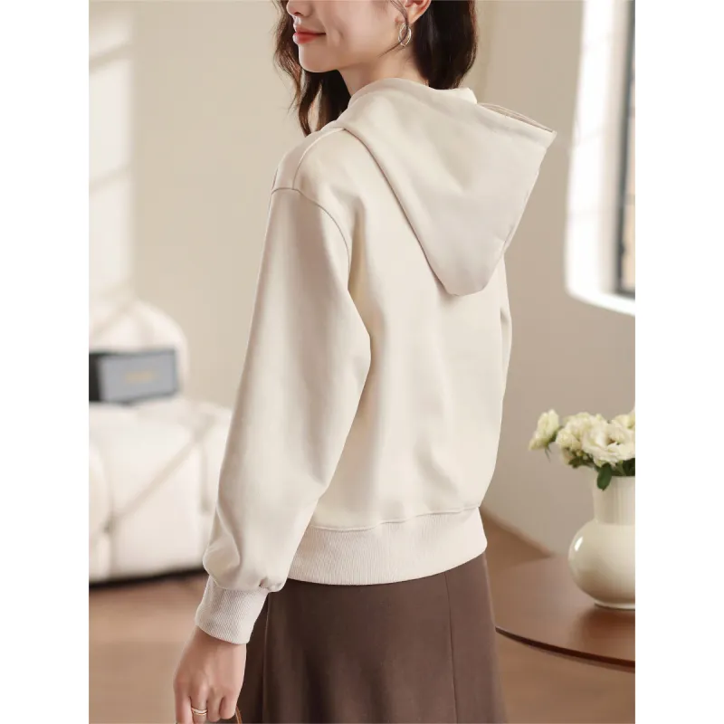 HIPPIEMISS Sweatshirt Coat Women's Apricot-2