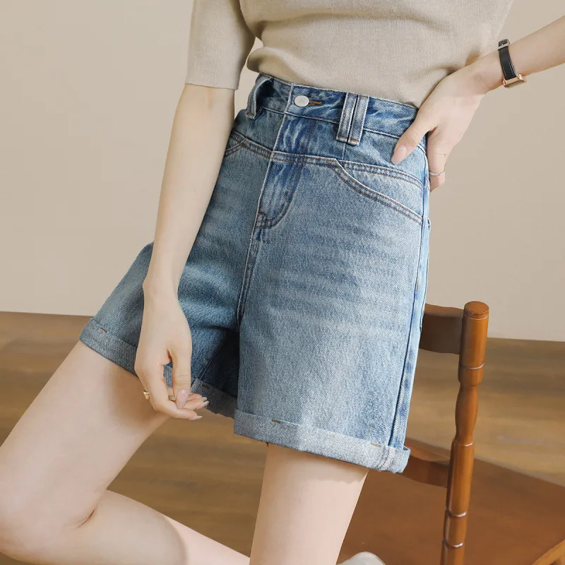 HIPPIEMISS Denim Shorts Women's Vintage Light Blue-8