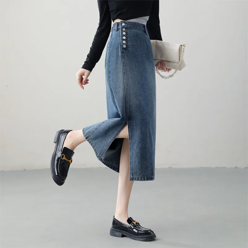 HIPPIEMISS Denim Skirt Women's Vintage Blue-3