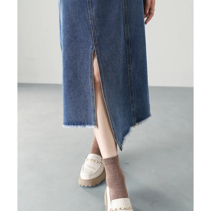 HIPPIEMISS Denim Long Skirts Women's Blue-9