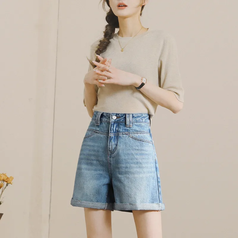 HIPPIEMISS Denim Shorts Women's Vintage Light Blue-7